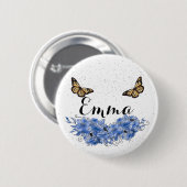 Blue Floral bouquet in the blooming garden 缶バッジ (正面&裏面)