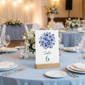 Blue Floral Bouquet Wedding Table Number 招待状