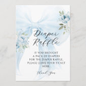 Blue Floral Bow Coquette Diaper Raffle Baby Shower 招待状 (正面)