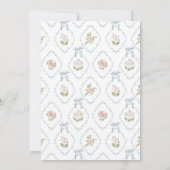 Blue Floral Bow Elegant Christian Girl Baptism 招待状 (裏面)