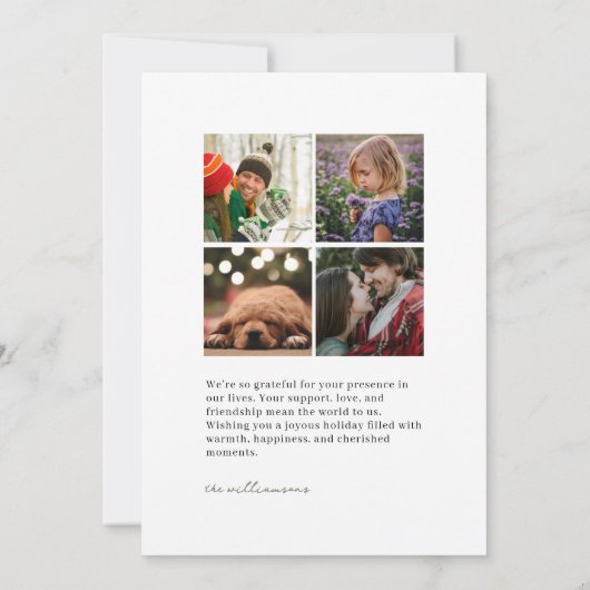 Blue Floral & Bow Holiday Photo Card 招待状 (裏面)