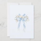 Blue Floral Bow It's a Boy Baby Shower 招待状 (裏面)