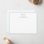 Blue Floral Bow Nursery Note Card – Personalized ノートカード (正面/裏面インサイチュ)