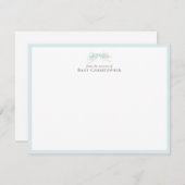 Blue Floral Bow Nursery Note Card – Personalized ノートカード (正面/裏面)