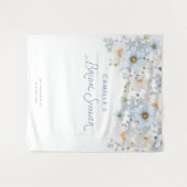 Blue Floral Bridal Bridal Shower Backdrop Banner タペストリー (正面(横))