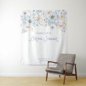 Blue Floral Bridal Bridal Shower Backdrop Banner タペストリー (インサイチュ)