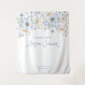 Blue Floral Bridal Bridal Shower Backdrop Banner タペストリー (正面)