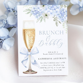 Blue Floral Bridal Brunch Shower Invitation 招待状