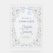 Blue Floral Bridal Shower Acrylic Welcome Sign アクリルサイン (正面)