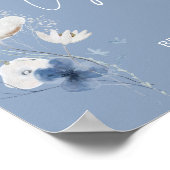 Blue Floral Bridal Shower Cards and Gifts Sign ポスター (角)