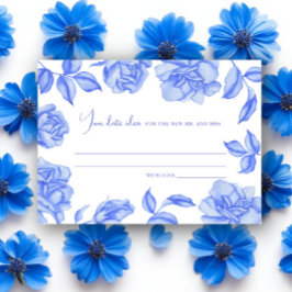 Blue floral Bridal shower Date night ideas エンクロージャーカード