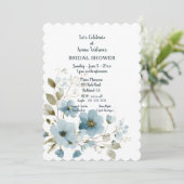 Blue Floral Bridal Shower Invitation シーズンカード (スタンド正面)