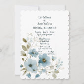 Blue Floral Bridal Shower Invitation シーズンカード (正面)