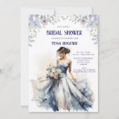 Blue Floral Bridal Shower Invitation 招待状 (正面)