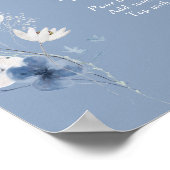 Blue Floral Bridal Shower Mimosa Sign ポスター (角)