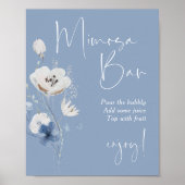 Blue Floral Bridal Shower Mimosa Sign ポスター (正面)