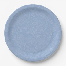 Blue Floral Bridal Shower Paper Dinner Plates