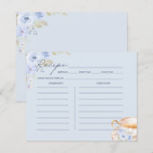 Blue Floral Bridal Shower Recipe Card  (正面/裏面)