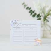 Blue Floral Bridal Shower Recipe Card  (スタンド正面)