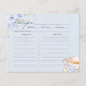 Blue Floral Bridal Shower Recipe Card  (正面)