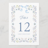 Blue Floral Bridal Shower Table Number Card 招待状 (裏面)