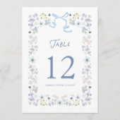 Blue Floral Bridal Shower Table Number Card 招待状 (正面)