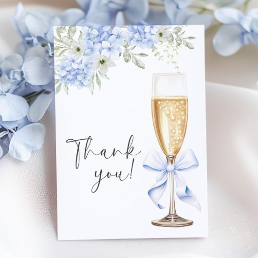 Blue Floral Bridal Shower Thank You Card サンキューカード