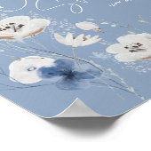 Blue Floral Bridal Shower Welcome Sign ポスター (角)