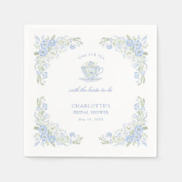 Blue Floral Bridal Tea Party スタンダードカクテルナプキン
