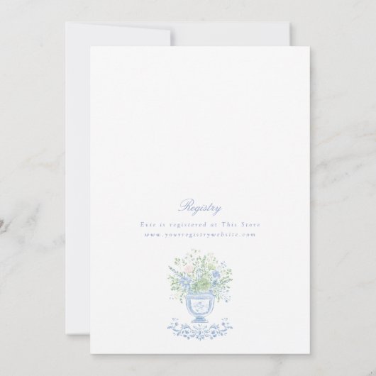 Blue Floral Bridal Tea Party 招待状 (裏面)