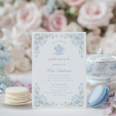Blue Floral Bridal Tea Party 招待状