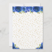 Blue Floral Brunette Princess Birthday Party 招待状 (裏面)