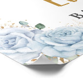 Blue Floral Bunny Rabbit Moon Baby Shower Welcome ポスター (角)