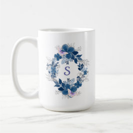 Blue Floral Butterfly Mug コーヒーマグカップ