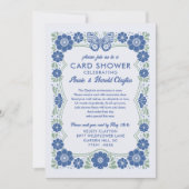 Blue Floral Card Shower by Mail Anniversary 招待状 (正面)