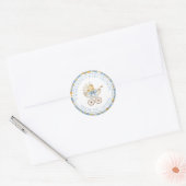Blue Floral Carriage Baby Shower Thank You Sticker ラウンドシール (封筒)