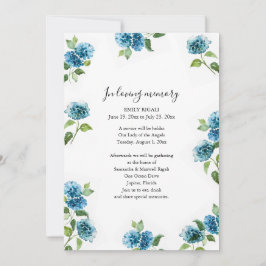 Blue Floral Celebration of Life Invitations 招待状