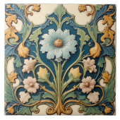 Blue Floral Ceramic Tile タイル (正面)