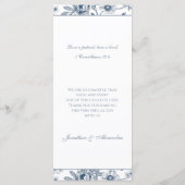 Blue Floral Chinoiserie Christian Wedding Menu メニュー (裏面)