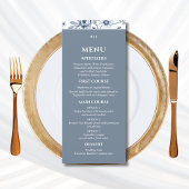 Blue Floral Chinoiserie Christian Wedding Menu メニュー