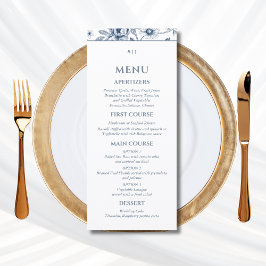 Blue Floral Chinoiserie Christian Wedding Menu メニュー