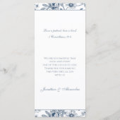 Blue Floral Chinoiserie Christian Wedding Menu メニュー (裏面)