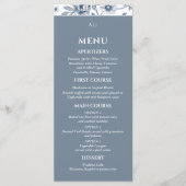 Blue Floral Chinoiserie Christian Wedding Menu メニュー (正面)