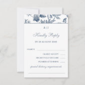 Blue Floral Chinoiserie Christian Wedding RSVP  (正面)