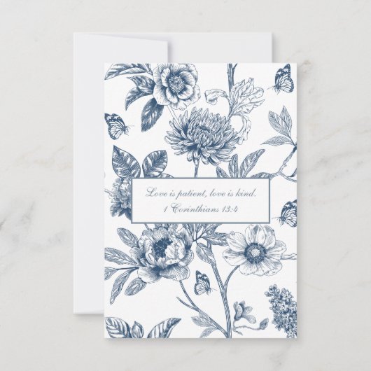 Blue Floral Chinoiserie Christian Wedding RSVP (裏面)
