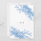 Blue Floral Chinoiserie Classing Monogram Elegant 招待状 (裏面)
