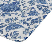 Blue Floral Chinoiserie White Watercolor カッティングボード (角)