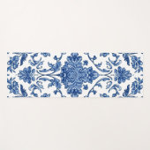 Blue Floral Chinoiserie White Watercolor ヨガマット (正面(横))