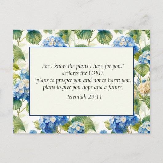 Blue Floral Christian Bible God's Plans  ポストカード (正面)