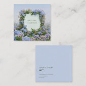 Blue Floral Cluster Geometric Frame Whimsical スクエア名刺 (正面/裏面)